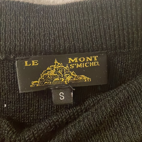 Le Mont S’Michel Black and Gold Metallic Knit Striped Pencil Skirt - Picture 2 of 2